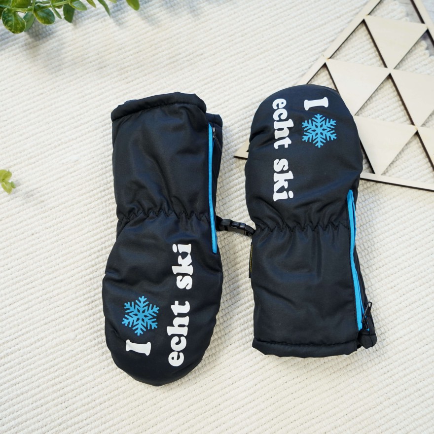 Czarne rękawiczki na śnieg narty 1P r.98-116 jednopalczaste echt SKI