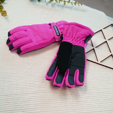 Amarantowe rękawiczki narciarskie 5P r.110-140 pięciopalczaste echt kids