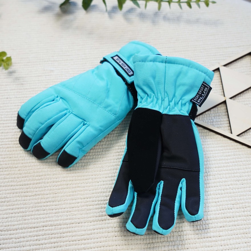 Błękitne rękawiczki narciarskie 5P r.110-140 pięciopalczaste echt kids