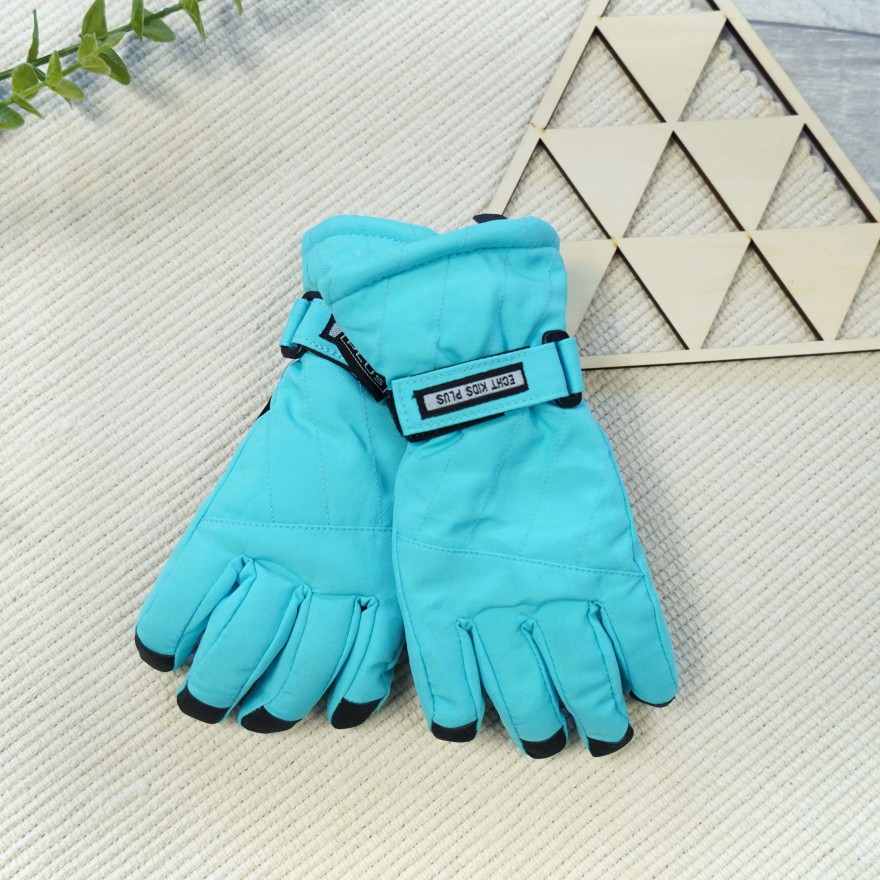 Błękitne rękawiczki narciarskie 5P r.110-140 pięciopalczaste echt kids