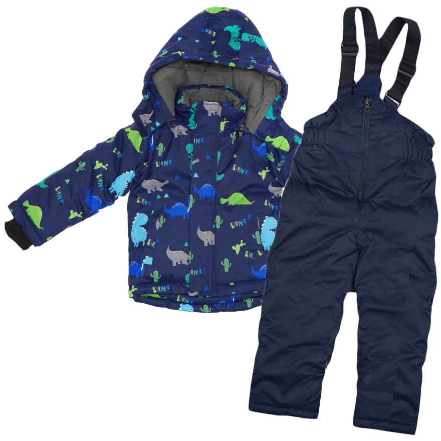 ZIMOWY KOMBINEZON dwuczęściowy GRANATOWY w dino i kaktusy kurtka + spodnie