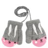 RĘKAWICZKI ciepłe 1P na sznurku szare z różowym KRÓLIK r. 56-122