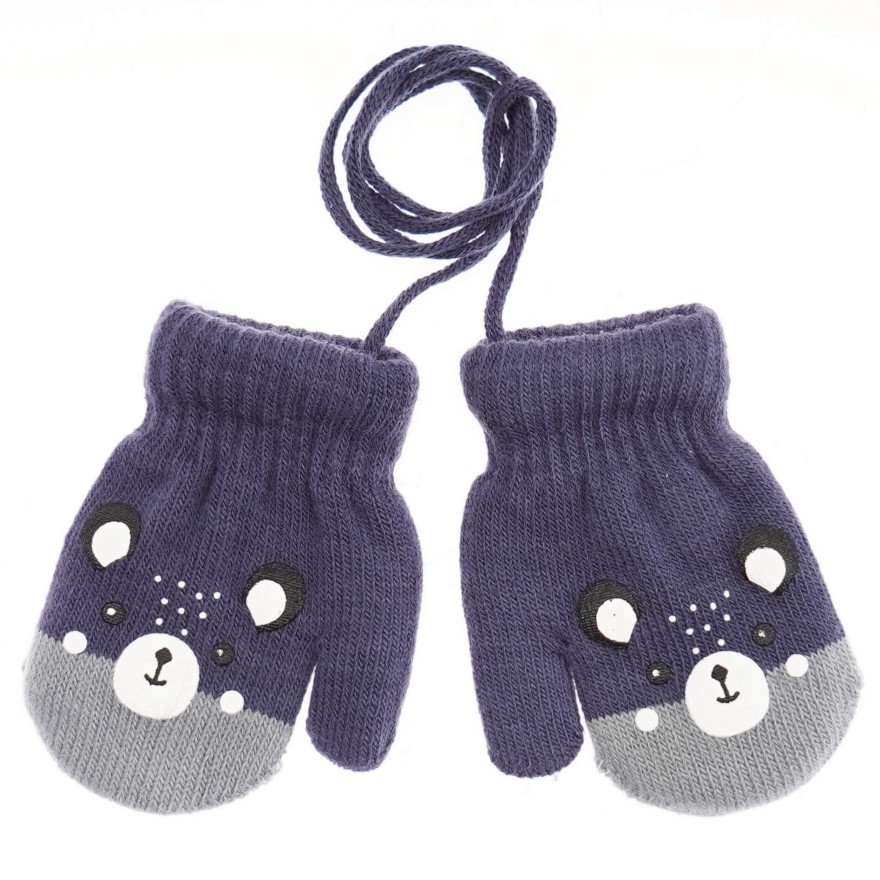 RĘKAWICZKI ciepłe 1P na sznurku grafitowo- szare MISIO r. 98-116