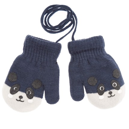 RĘKAWICZKI ciepłe 1P na sznurku jeans z ecru PANDA r. 98-116