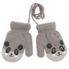 RĘKAWICZKI ciepłe 1P na sznurku szare PANDA r. 98-116