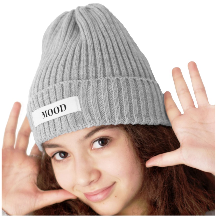 Szara CZAPKA dziecięca podwijana MOOD