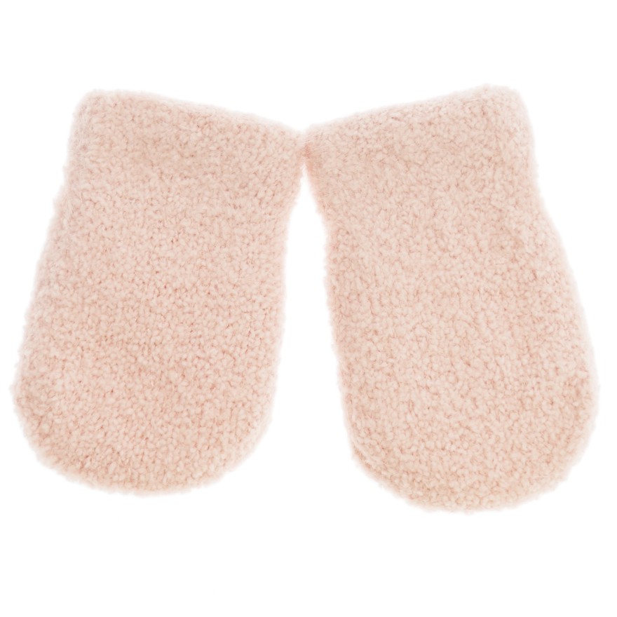 Pudrowy róż RĘKAWICZKI ŁAPKI OCIEPLANE na futerku 10cm