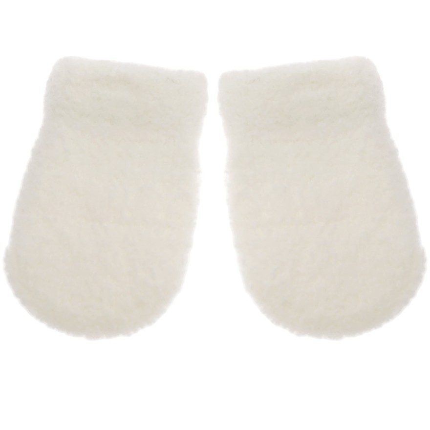 Białe RĘKAWICZKI ŁAPKI OCIEPLANE na futerku 10cm