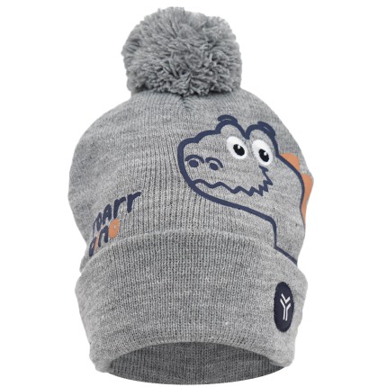 Szara CZAPKA dziecięca zimowa  z pomponem DINO