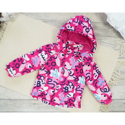 ZIMOWY KOMBINEZON dwuczęściowy AMARANTOWY w serca i wzory kurtka + spodnie