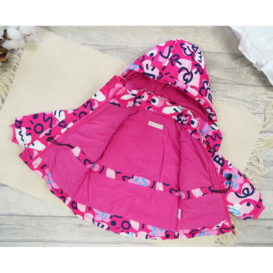 ZIMOWY KOMBINEZON dwuczęściowy AMARANTOWY w serca i wzory kurtka + spodnie