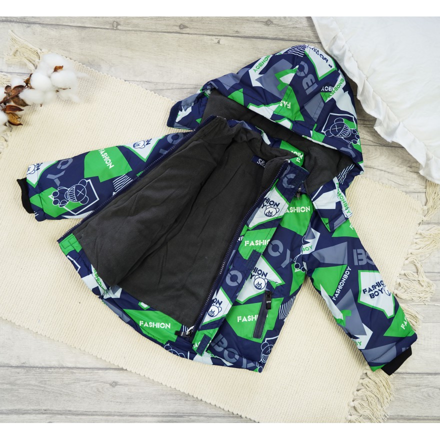 ZIMOWY KOMBINEZON dwuczęściowy granatowy z zielonym fashion boy kurtka + spodnie