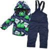ZIMOWY KOMBINEZON dwuczęściowy granatowy z zielonym fashion boy kurtka + spodnie
