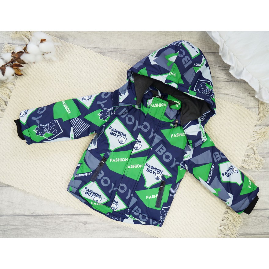 ZIMOWY KOMBINEZON dwuczęściowy granatowy z zielonym fashion boy kurtka + spodnie