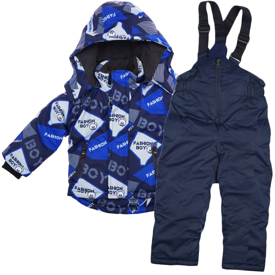 ZIMOWY KOMBINEZON dwuczęściowy granatowy z niebieskim fashion boy kurtka + spodnie