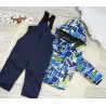 ZIMOWY KOMBINEZON dwuczęściowy dinozaury komiks kurtka z niebieskim i granatowe spodnie
