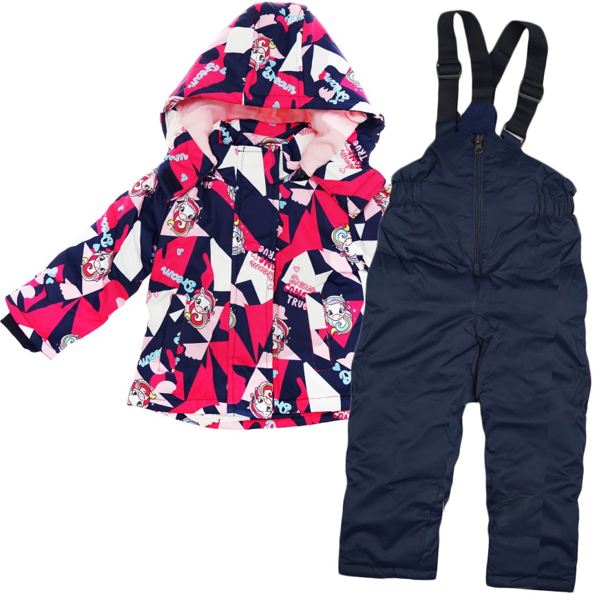 ZIMOWY KOMBINEZON dwuczęściowy AMARANTOWY w jednorożce dream kurtka + spodnie