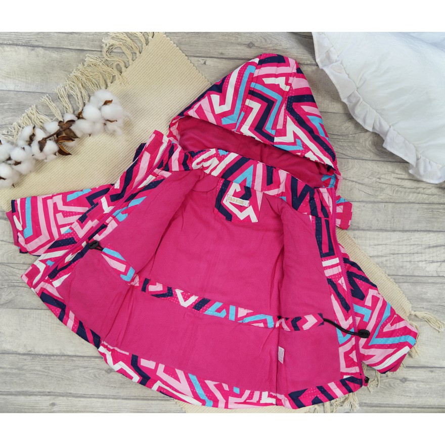 ZIMOWY KOMBINEZON dwuczęściowy amarant w linie z błekitem kurtka + spodnie