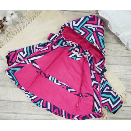 ZIMOWY KOMBINEZON dwuczęściowy granat w linie z turkusem kurtka + spodnie