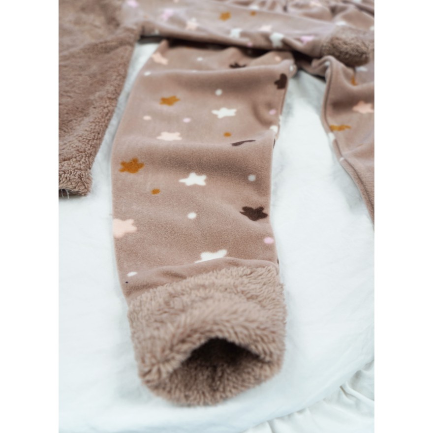 Brudny róż PIŻAMA polarowa ciepła w gwiazdki SHINE święta