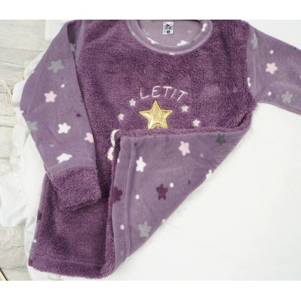Fioletowa PIŻAMA polarowa ciepła w gwiazdki SHINE święta