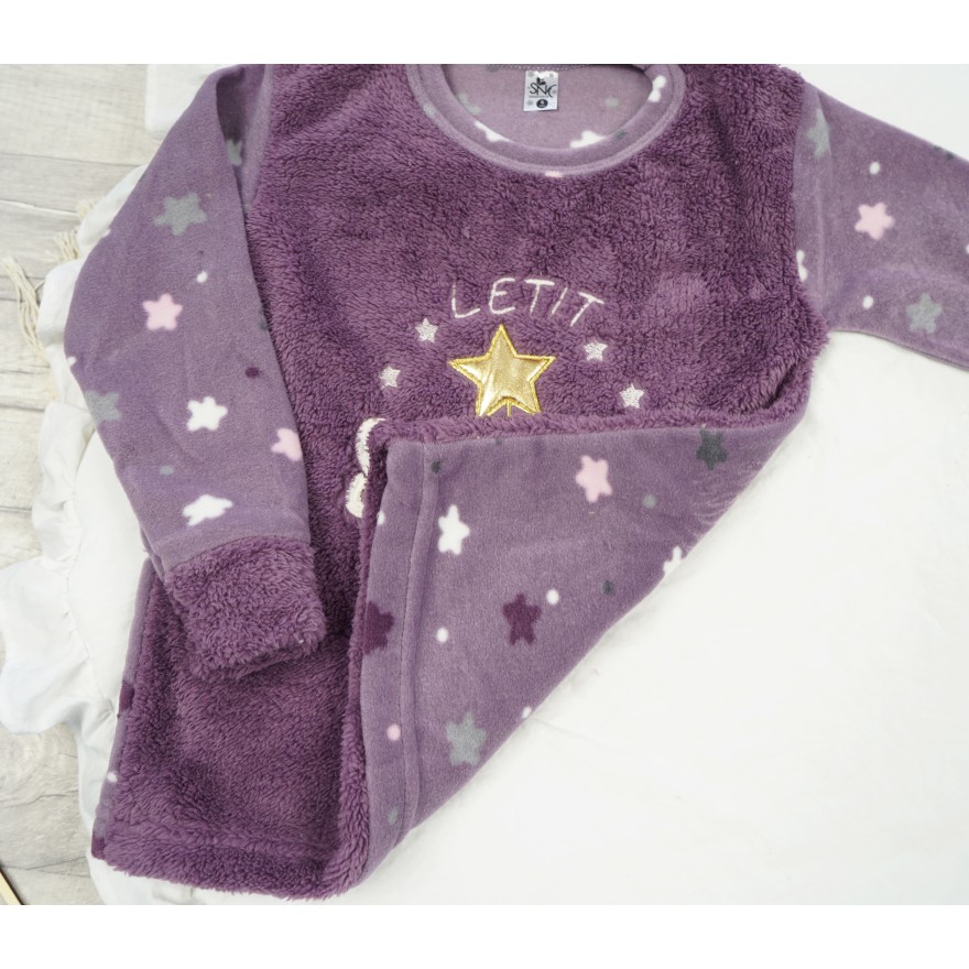 Fioletowa PIŻAMA polarowa ciepła w gwiazdki SHINE święta