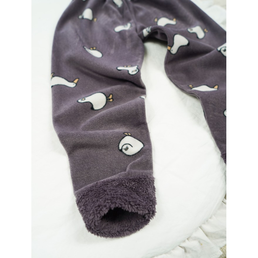 Fioletowa PIŻAMA polarowa ciepła z kaczką długi rękaw