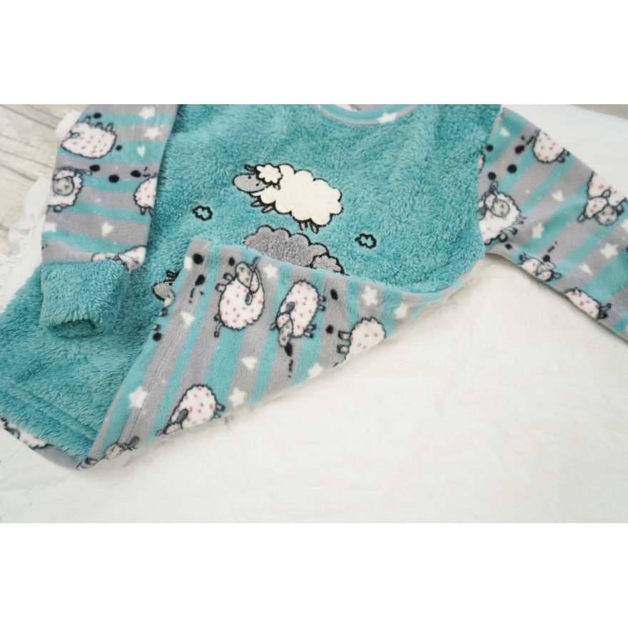 Miętowa PIŻAMA polarowa ciepła w owieczki długi rękaw