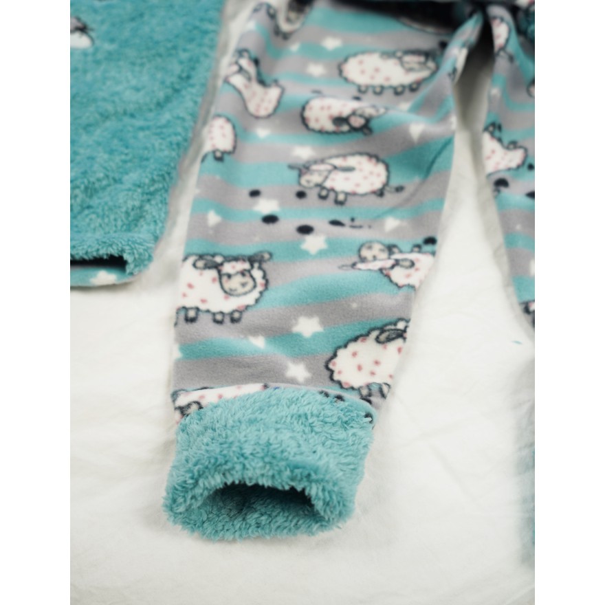 Miętowa PIŻAMA polarowa ciepła w owieczki długi rękaw