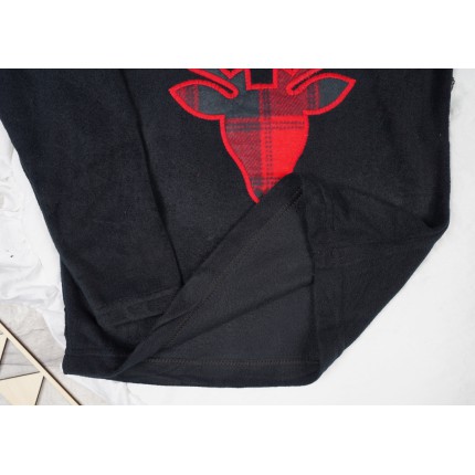 Czarno- czerwona PIŻAMA polarowa ciepła renifer długi rękaw święta