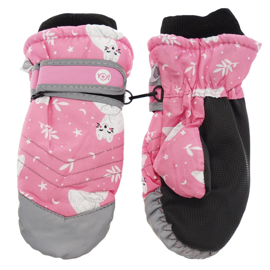 Różowe rękawiczki na śnieg narty w BIAŁE LISY 1P r.110-134