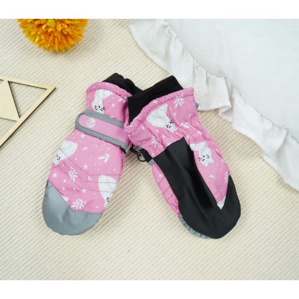 Różowe rękawiczki na śnieg narty w BIAŁE LISY 1P r.110-134