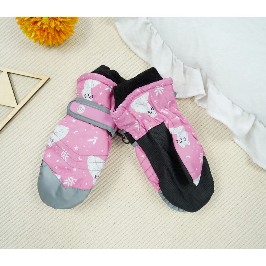 Różowe rękawiczki na śnieg narty w BIAŁE LISY 1P r.110-134