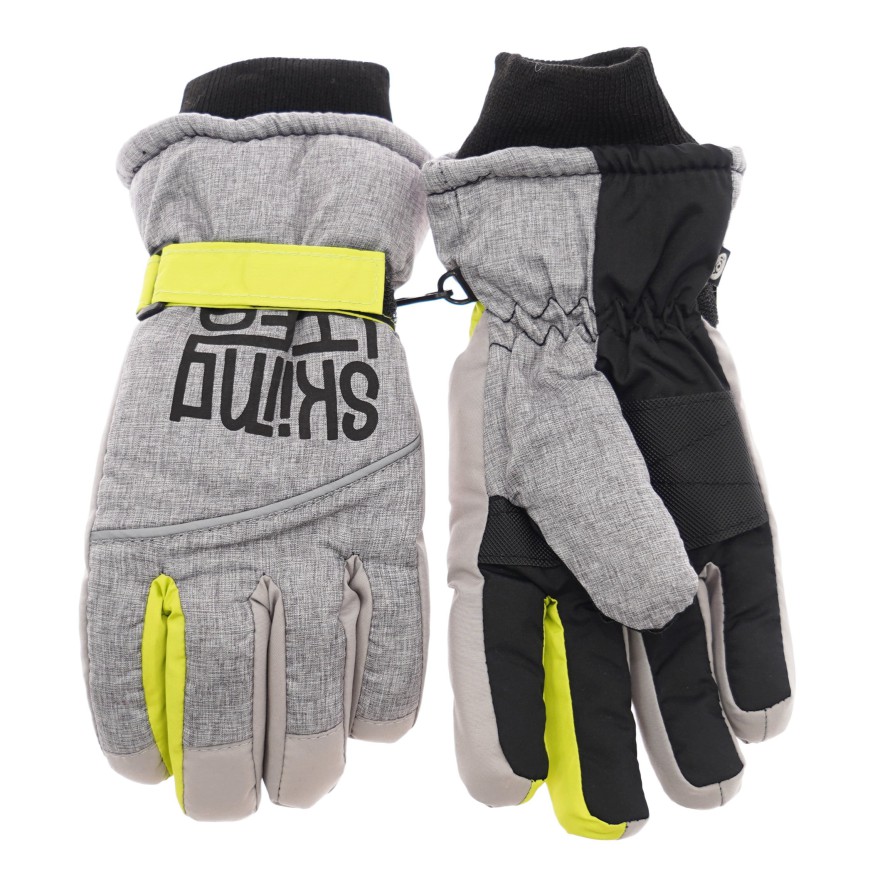 Szare rękawiczki narciarskie 5P neon SKIING LIFE r.110-134