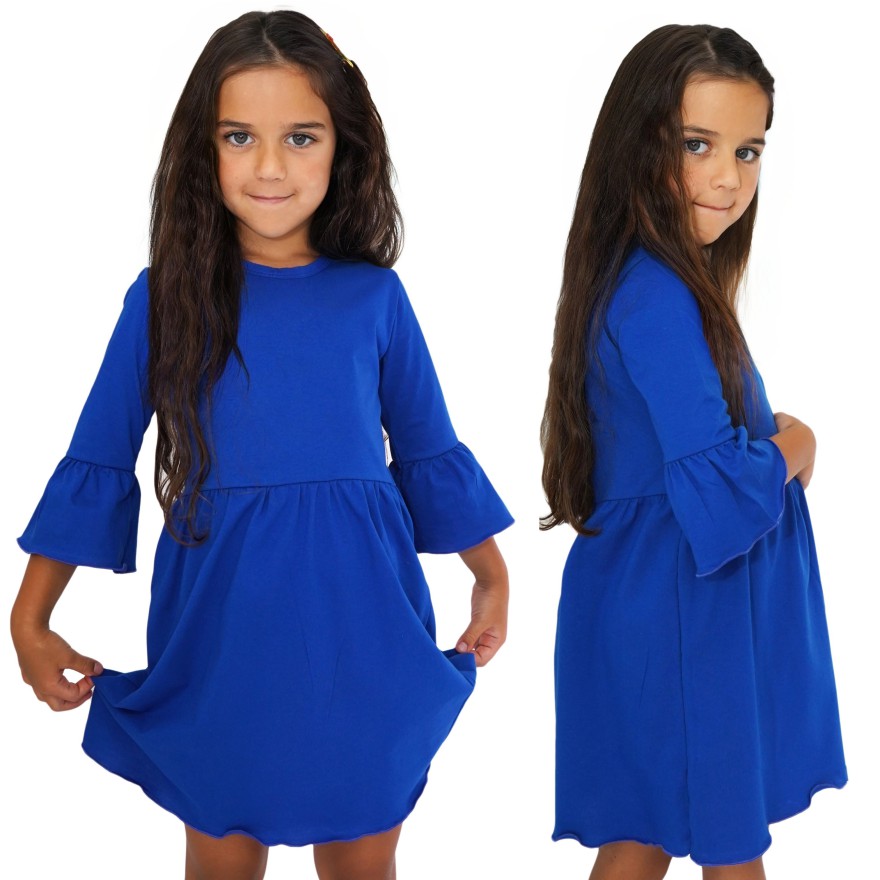 Chabrowa SUKIENKA IGA z falbanką przy rękawach wesele