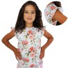 Kwiecista BLUZKA POLA z krótkim rękawem typu motylek koszulka w.422