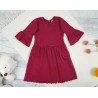 Bordowa SUKIENKA IGA z falbanką przy rękawach wesele święta
