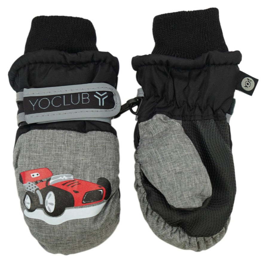 Grafitowo- czarne rękawiczki na śnieg narty czerwona WYŚCIGÓWKA 1P r.74-104