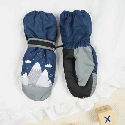 Grafitowo- szare rękawiczki narciarskie 1P CHMURY GÓRY r.122-134