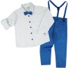 KOMPLET DLA CHŁOPCA koszula niebieskie kwadraciki, spodnie, muszka, szelki święta
