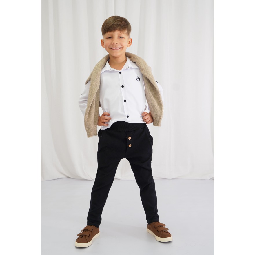 Czarne eleganckie spodnie wizytowe z wyciąganą gumką prążek slim komunia szkoła