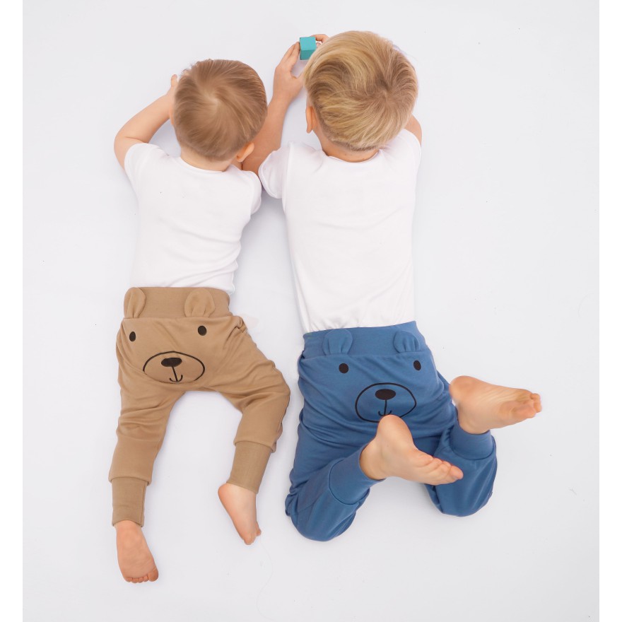 Ciemny beż SPODNIE bawełniane MIŚ 2 do nauki samodzielności z wyciąganą gumką