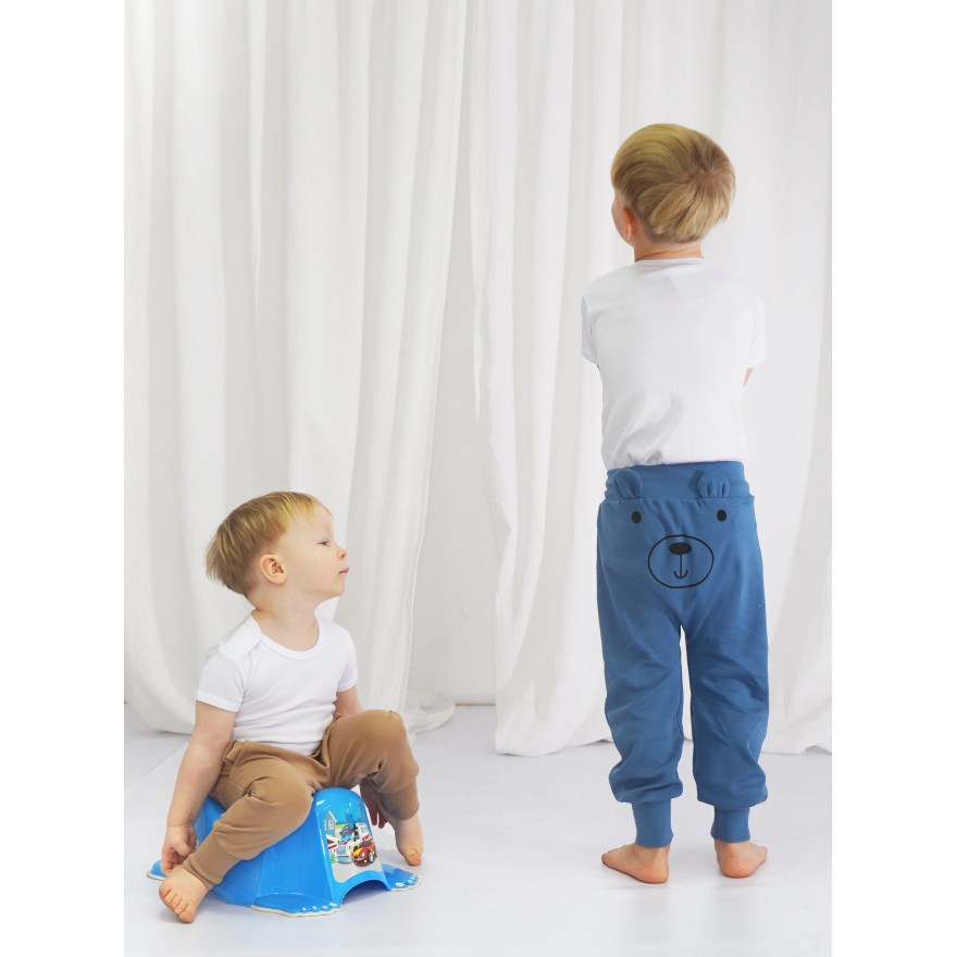 Granatowy jeans SPODNIE bawełniane MIŚ 2 do nauki samodzielności z wyciąganą gumką