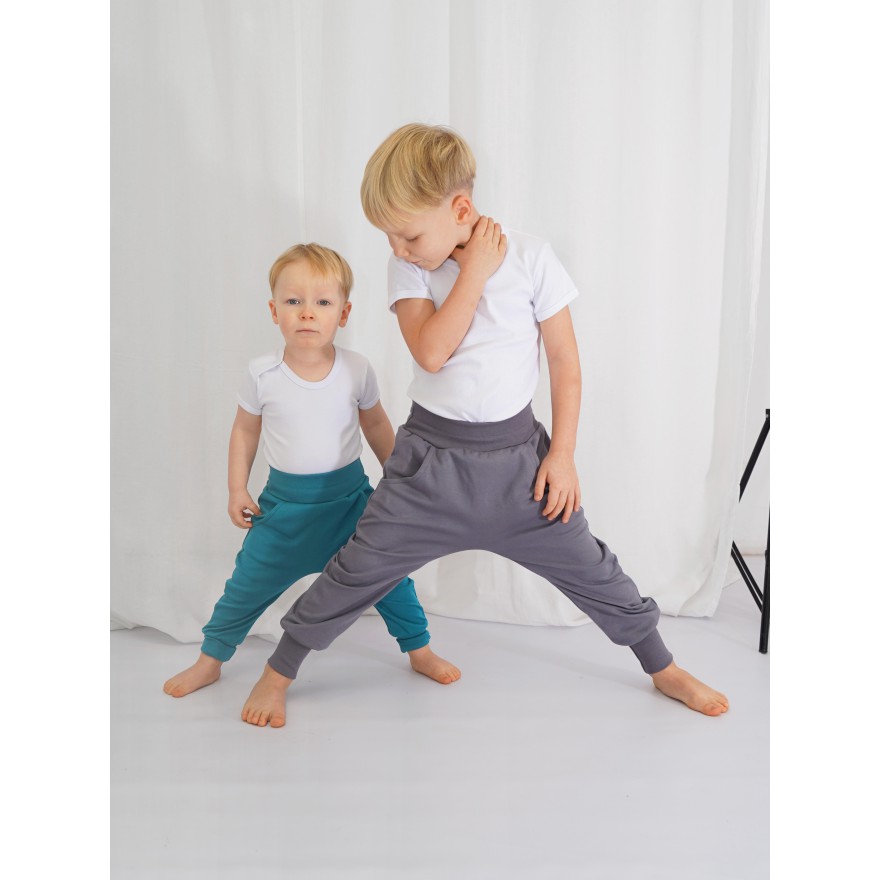 Butelkowa zieleń SPODNIE LISEK do nauki samodzielności z wyciąganą gumką