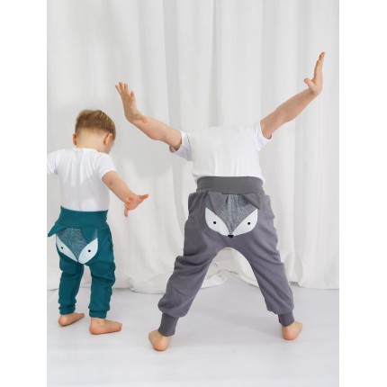 Grafitowe spodnie LISEK do nauki samodzielności z wyciąganą gumką