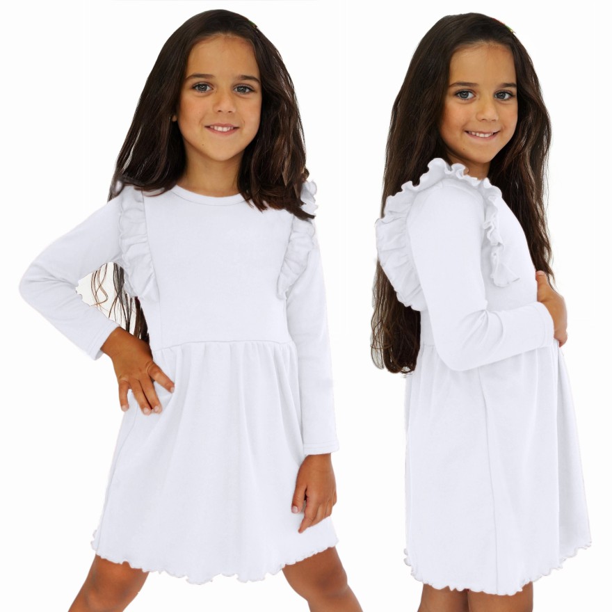 Biała SUKIENKA gładka z falbanką długi rękaw komunia jasełka święta