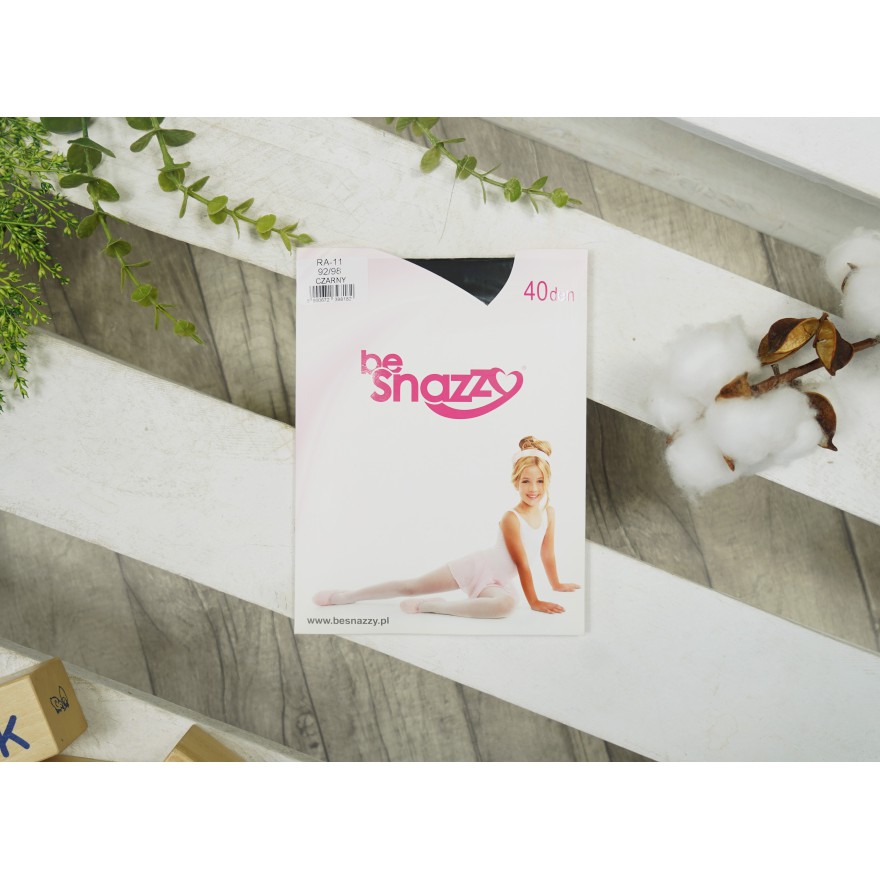 Czarne RAJSTOPY MIKROFIBRA 40 DEN dziewczęce gładkie rajstopki BS