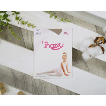 Naturalny beżowy RAJSTOPY dziewczęce mikrofibra gładkie rajstopki 40 DEN cieliste BS