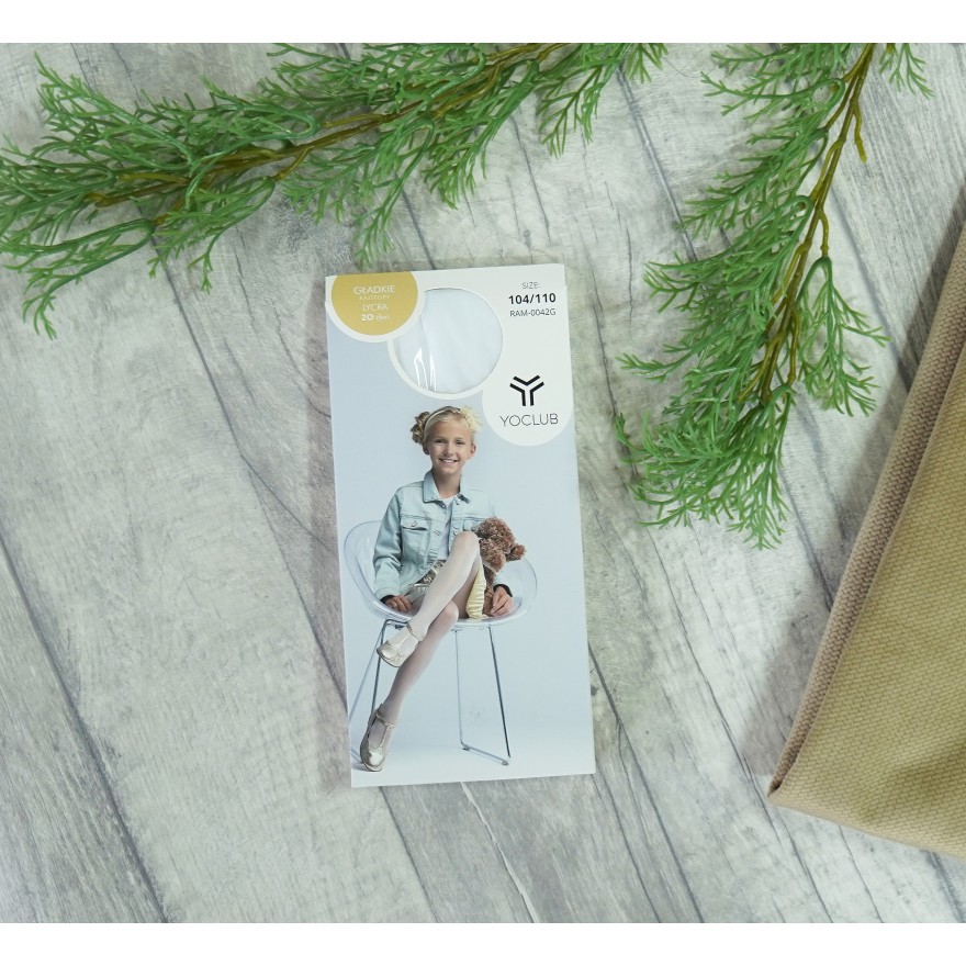 Białe RAJSTOPY dziewczęce LYCRA cienkie gładkie rajstopki 20 DEN Yo!