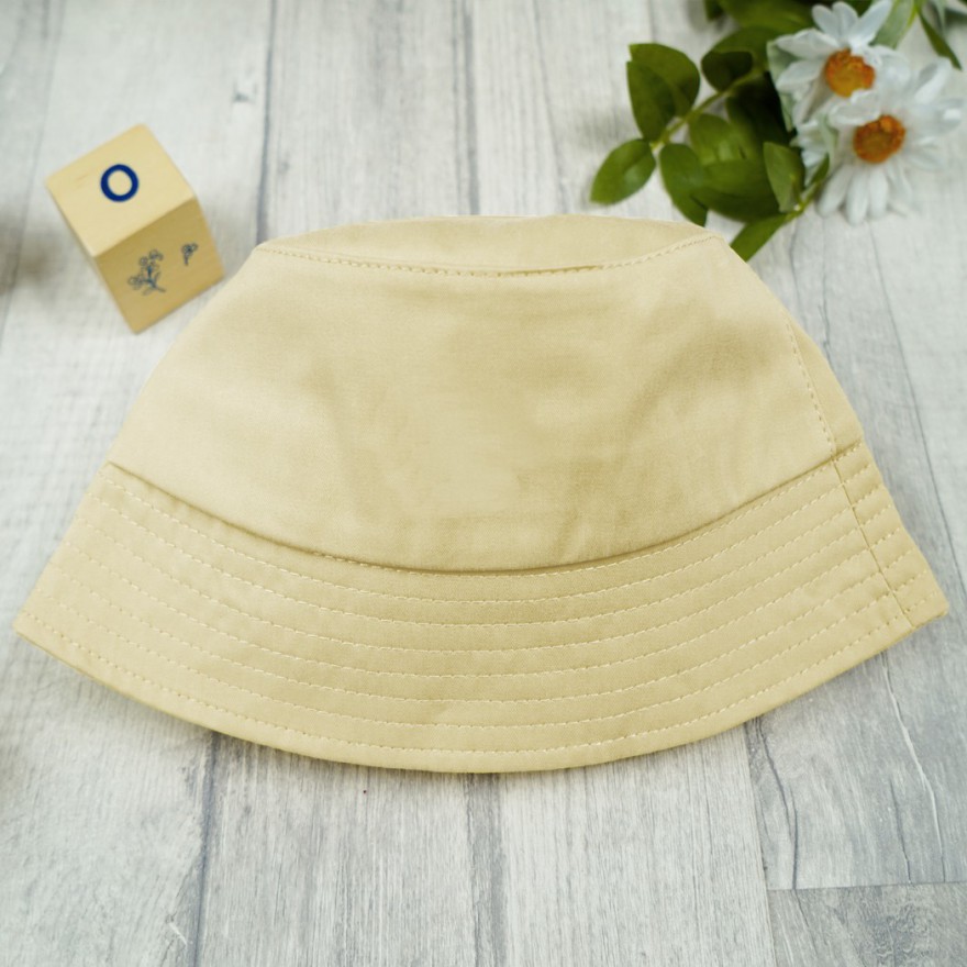 Beżowy KAPELUSZ BUCKET HAT gładka czapka z daszkiem lato bawełna